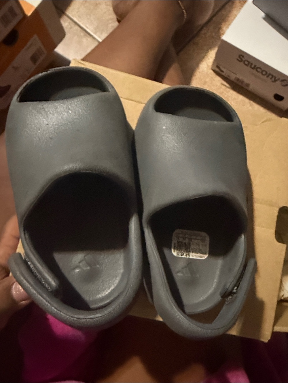 Kids Easy-On Foam Slide Sandals in Gray